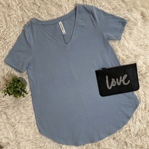 Zenana Premium V-Neck Top 💗 Blue-Gray